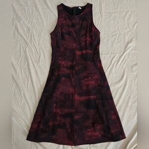 Lululemon Athletica Patterned Midi Dress - Burgundy and Black